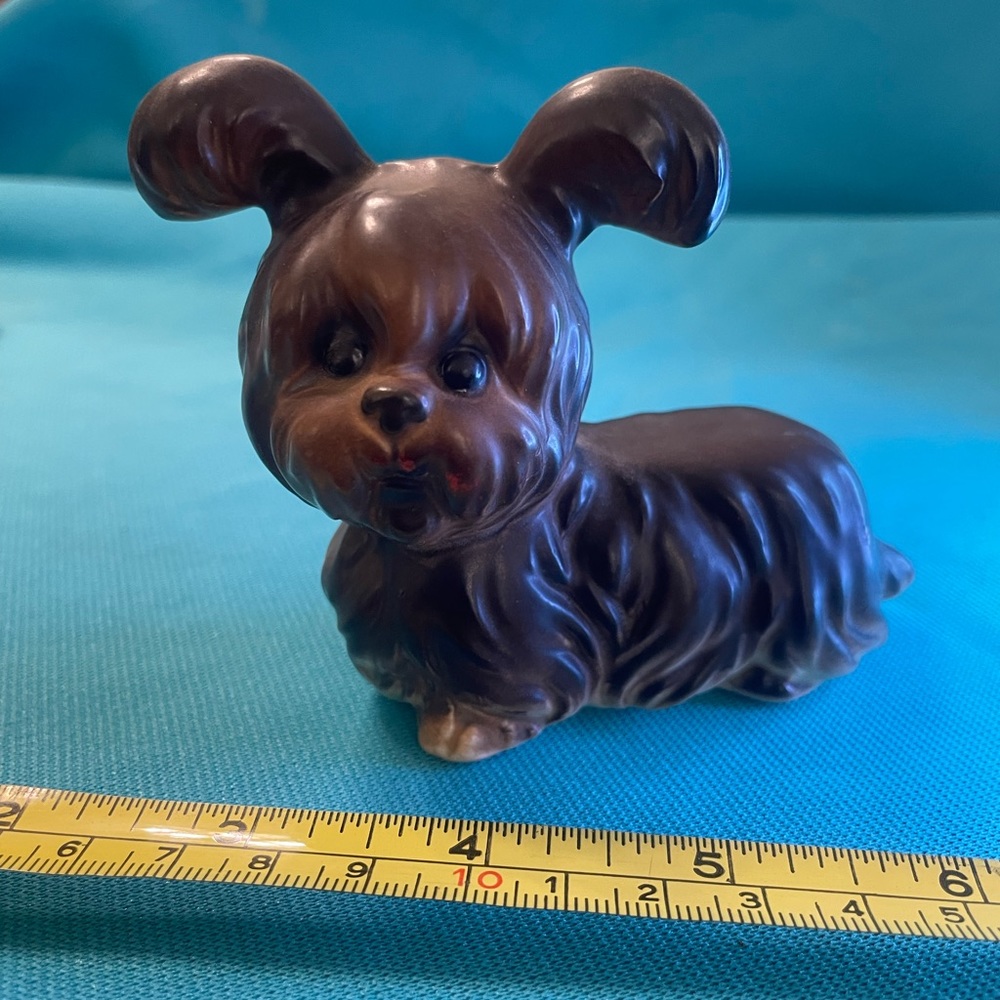 Vintage tiny brown puppy, ceramic figurine